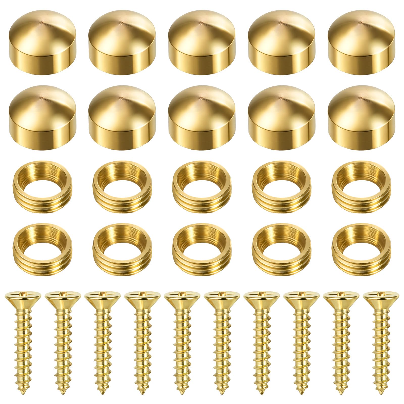 10PCS Brass Screw Caps Decorative Screws with Caps, Wall Tacks for Hanging Self Tapping Screws for Windows Cabinet Doors, Mirror Fixing Upholstery Cover Thumb Tacks (15mm)