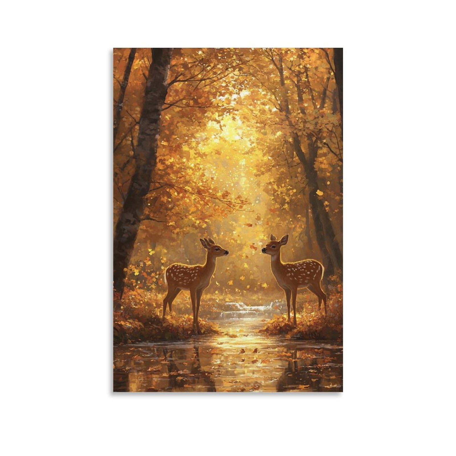 GAOYUCHUN Deer in An Autumn Forest Canvas for Home Decor Modern Bathroom Office Wall Decor Paintings Pictures Artwork Print Home Decor 16x24inch(40x60cm)
