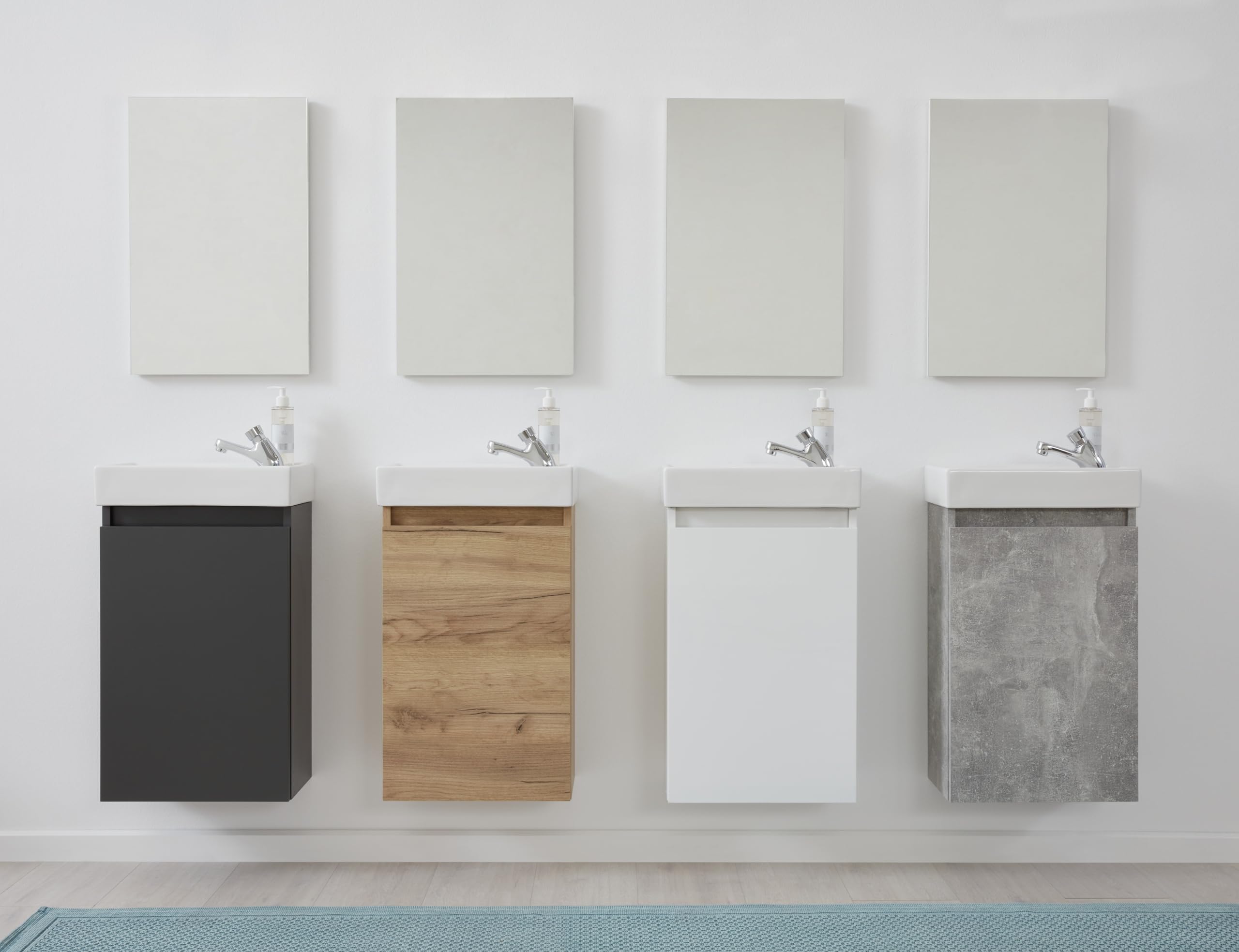 trendteam smart living - Champ - kompaktes Badmöbel-Set (WBU + Waschbecken + Spiegel) - Grau - (BxHxT) 40 x 60 x 21/39 x 60 x 2 cm - Kratzfest