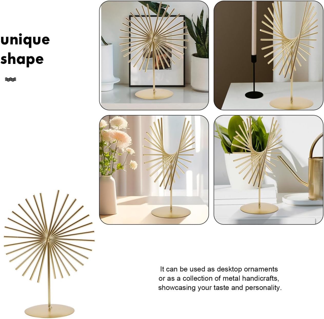 ARTIBETTER Abstract Lines Metal Sculpture 9.6 Inch Modern Desk Decor Geometric Craft Ornament for Office Living Room Tabletop Decoration