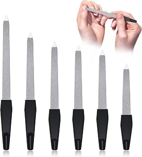 Greoer Nail File Set, 6 Pieces Double-Sided Plastic Handle Nail Files, Professional Manicure Pedicure Tools, for Manicure Pedicure Salon Home Use, 6 Sizes