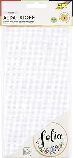 folia 23402 - Aida-Stoff für Stickarbeiten, weiß, 1 Bogen ca. 50 x 49 cm