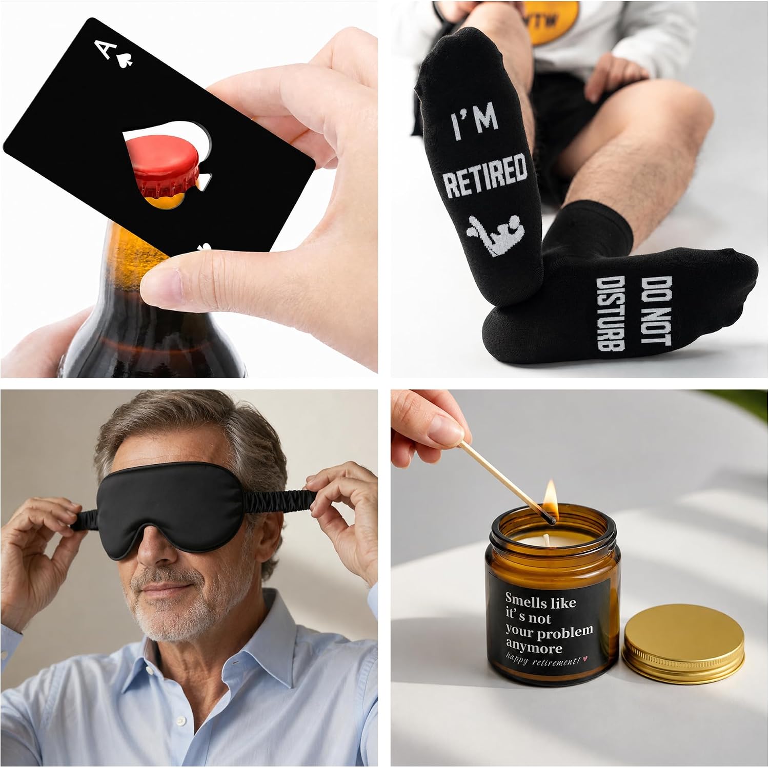 10 PCS Retirement Gifts for Men Happy Retired Gifts for Men Retirement Mugs Candle Socks Dice Gift for Man Coworker Dad Boss Husband Father Friend
