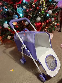 ANIVIA Pet Stroller and Accessories for Kids Ages 3 to 7 Year Olds, Dog Toy for Toddlers, 2 Pieces Play Dog Set, Puppy Party Playset with 1 Pet Puppy Included Purple