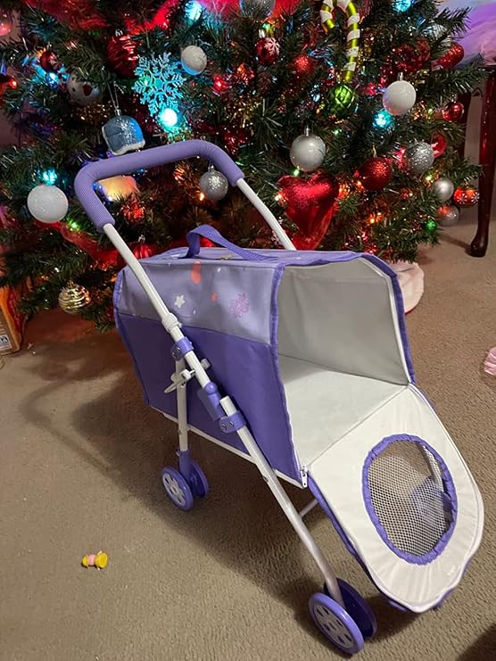 ANIVIA Pet Stroller and Accessories for Kids Ages 3 to 7 Year Olds, Dog Toy for Toddlers, 2 Pieces Play Dog Set, Puppy Party Playset with 1 Pet Puppy Included Purple
