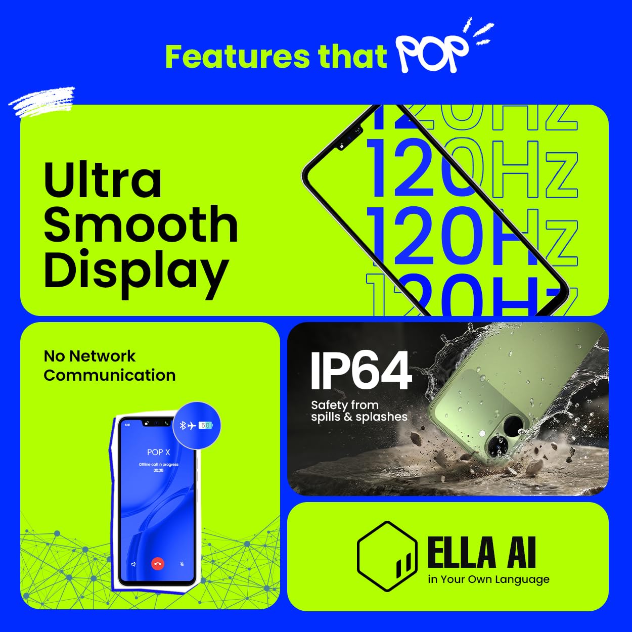 POP X (Chilly Green, 4GB+64GB) | 120Hz 6.74