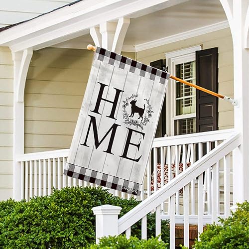 Miniatura 4 de MALIHONG Bandera de jardín para el hogar, silueta de perro, Chow Chow, búfalo, a cuadros, primavera y verano, para decoración del hogar, 12.5 x 18