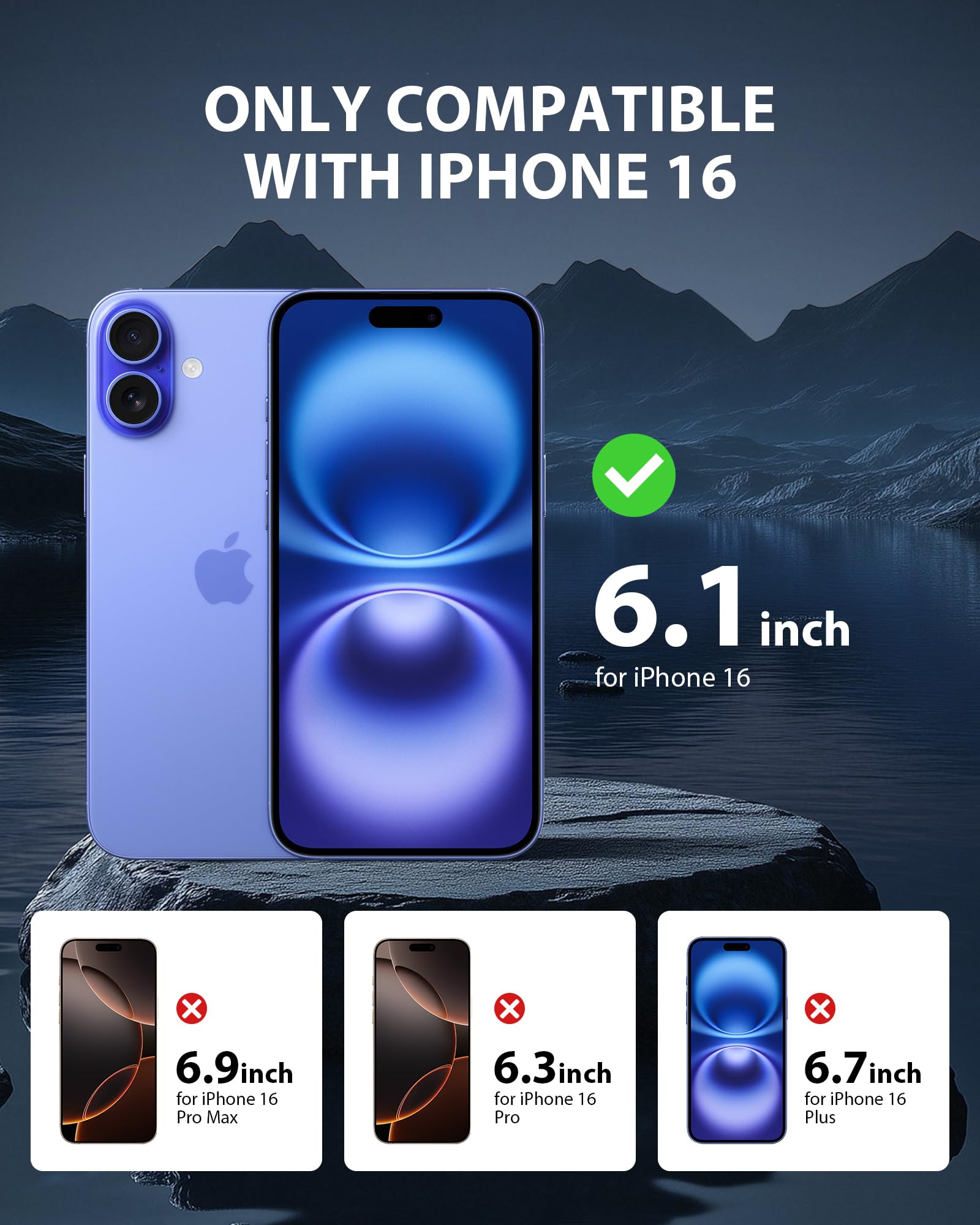 GIGIKISS 2-pak dla iPhone'a 16/iPhone'a 15 matowa osłona ekranu 15.5 cm, antyrefleksyjna osłona ekranu ze szkła hartowanego, łatwa instalacja