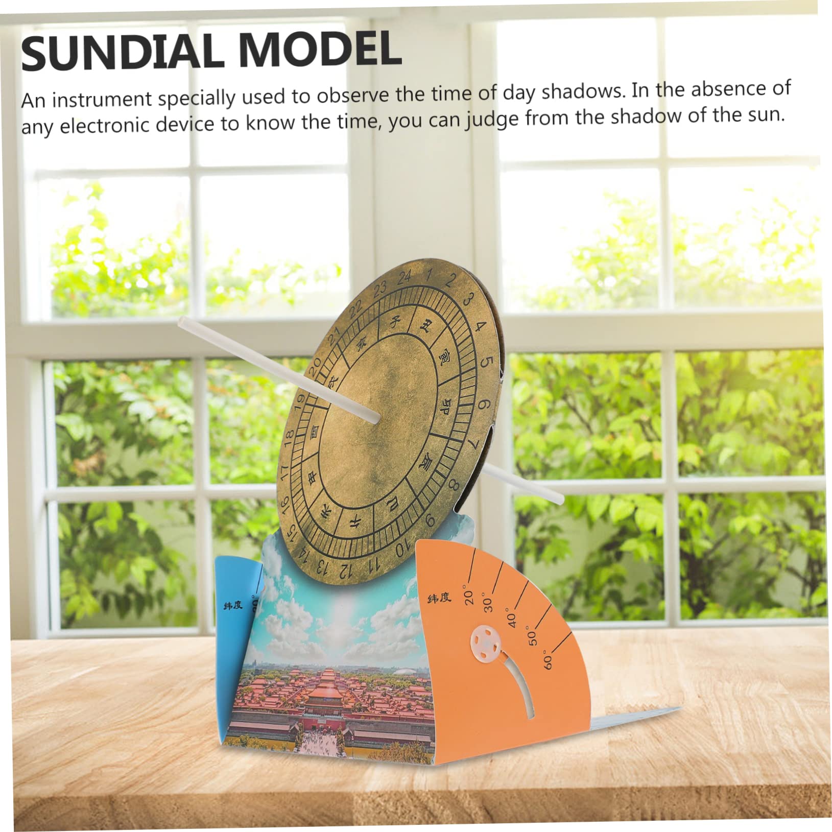 Yardwe 1set Sundial Clock Model for Boys and Girls Educational Equatorial Sundial for Astronomy Learning Shadow Observation and Estimation for School Projects and Home Science Activities