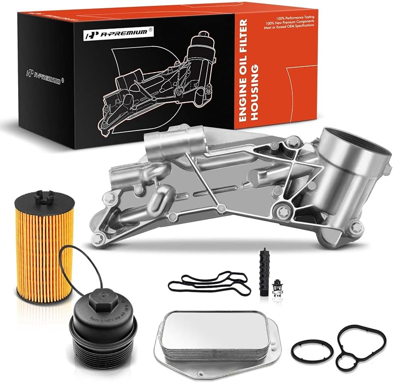 Kit completo de carcaça do filtro de óleo com resfriador de óleo do motor A-Premium em alumínio – 1 unidade