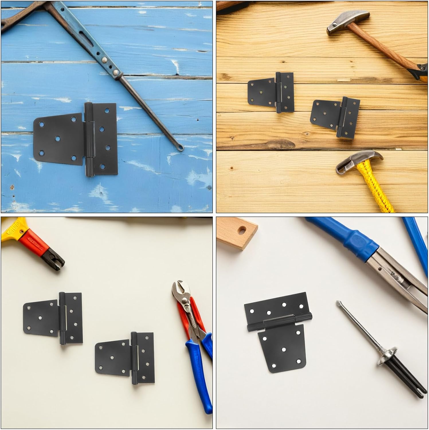 Gadpiparty Heavy Duty Gate Hinges 3.5 Inch Black Metal Strap Hinges for Wood Fence Barn Shed Door Security Gate Hardware 4pcs Set