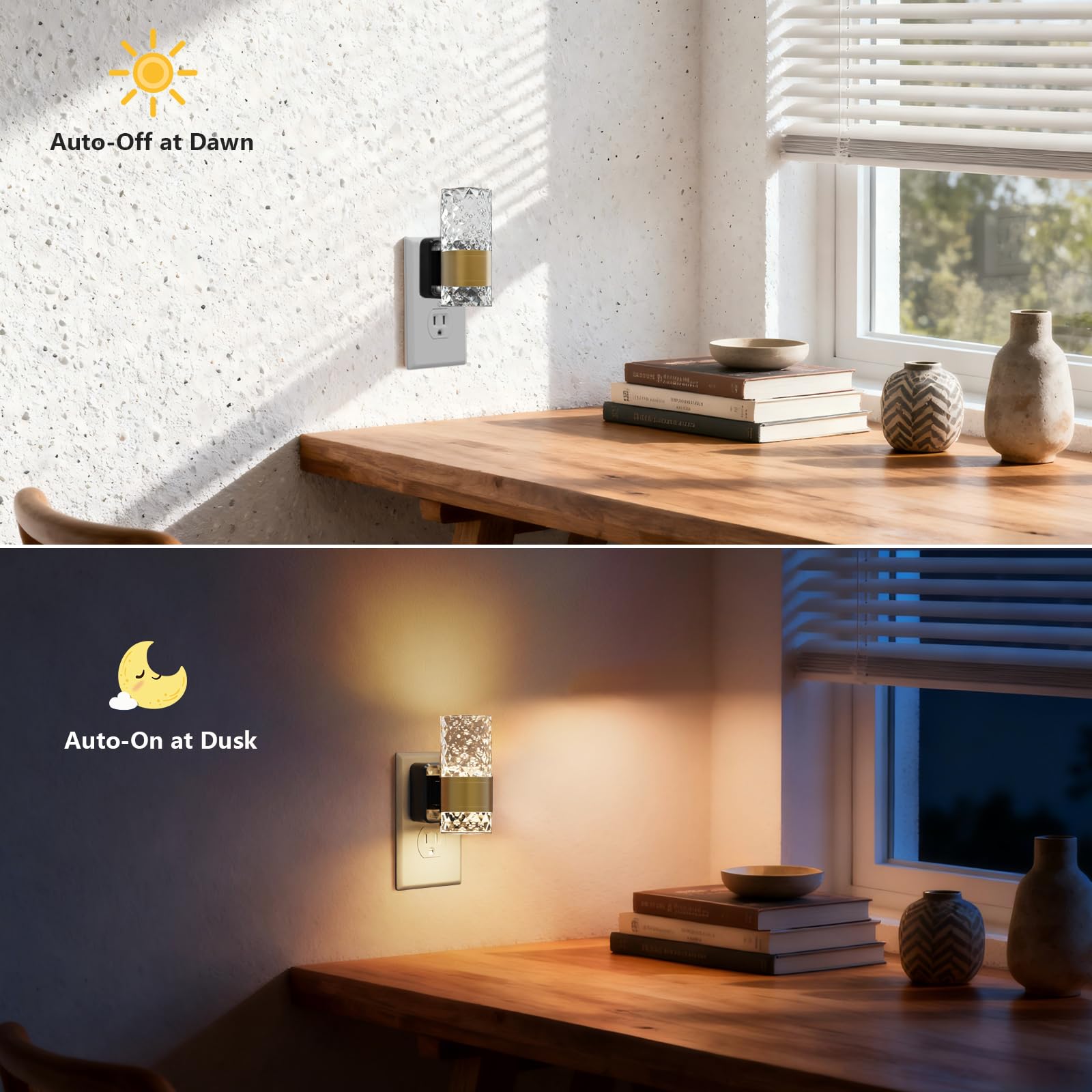 GEPLAD 4 Pack LED Night Light, Plug Into Wall, Dusk To Dawn Sensor