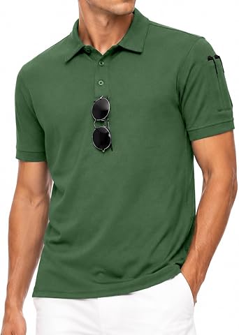 ZITY Men's Short Sleeve Polo Shirt,Regular Fit Lightweight Breathable Top with Sunglass Loop & Dual Pen Pocket for Golf Tennis Office Daily Wear M-3XL