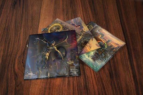 Miniatura 4 de DC Comics – Liga de la Justicia – Thomas Kinkade – Juego de 4 posavasos de cristal – para regalar y coleccionar – Viene con soporte de madera