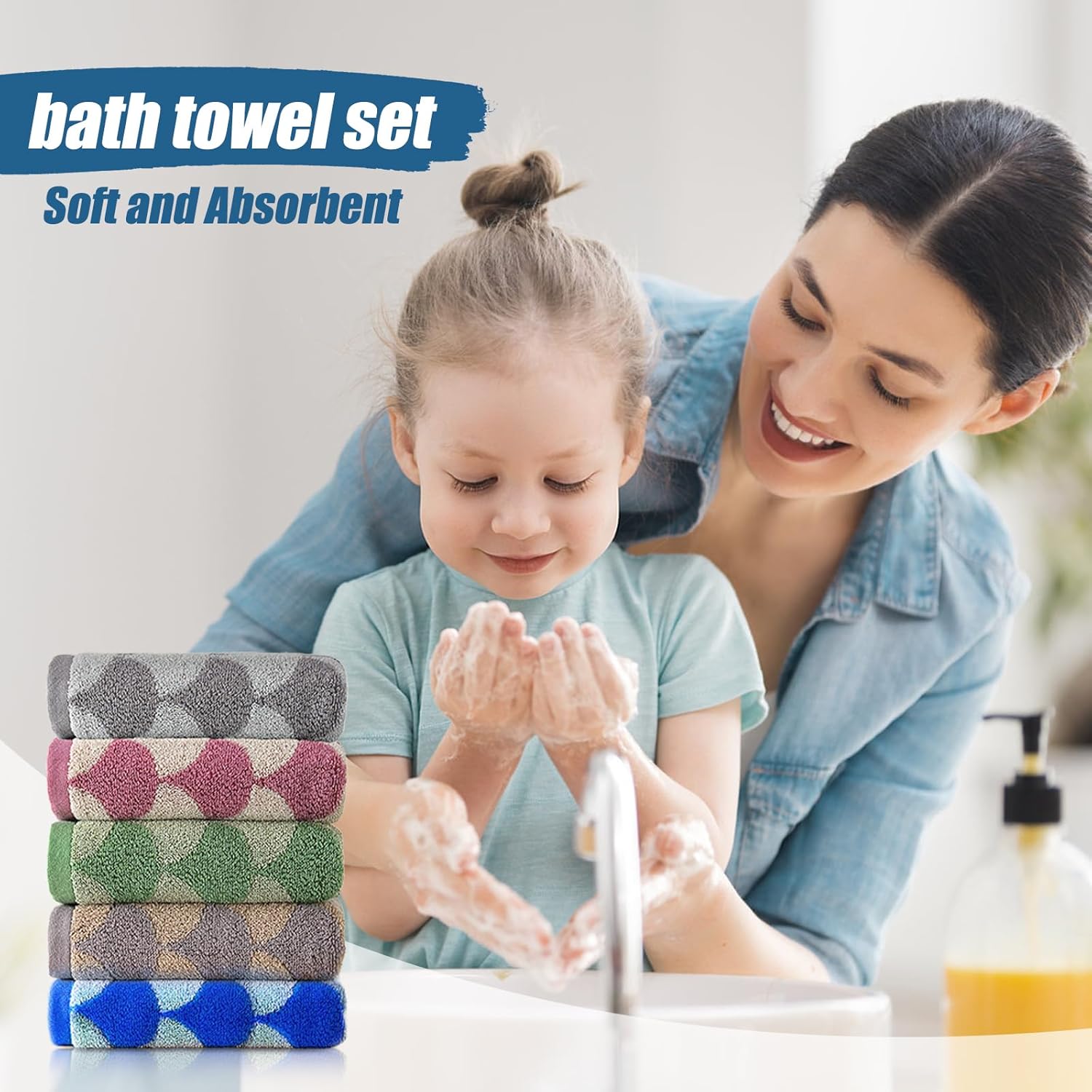 Hand Towels 5 Pack - Cotton Face Towels Soft, Absorbent, and Decorative Checkered Hand Towels for Bathroom, Kitchen, Gym, and Spa, 13 x 29 Inches - Image 6