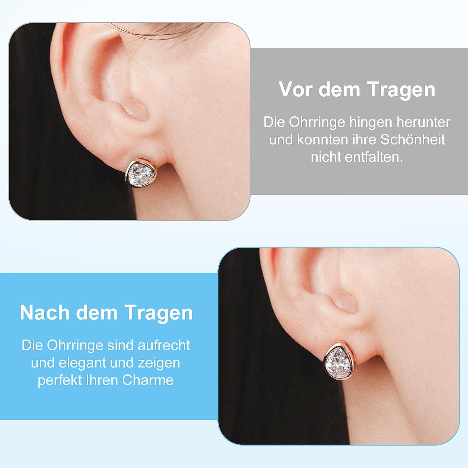 12 Pcs Silicone Flat Earring Backs for Studs Ear Wires Fish Hooks, Locking Secure Earring Backs for Heavy Droopy Earrings Hypoallergenice Soft Clear White - Image 3