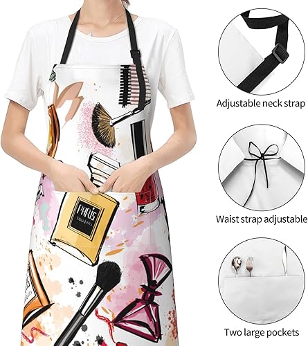 Miniatura 3 de Delantal para hombre y mujer, cuello ajustable con 2 bolsillos, delantales de cocina para cocinar, divertidos regalos de cumpleaños de Navidad