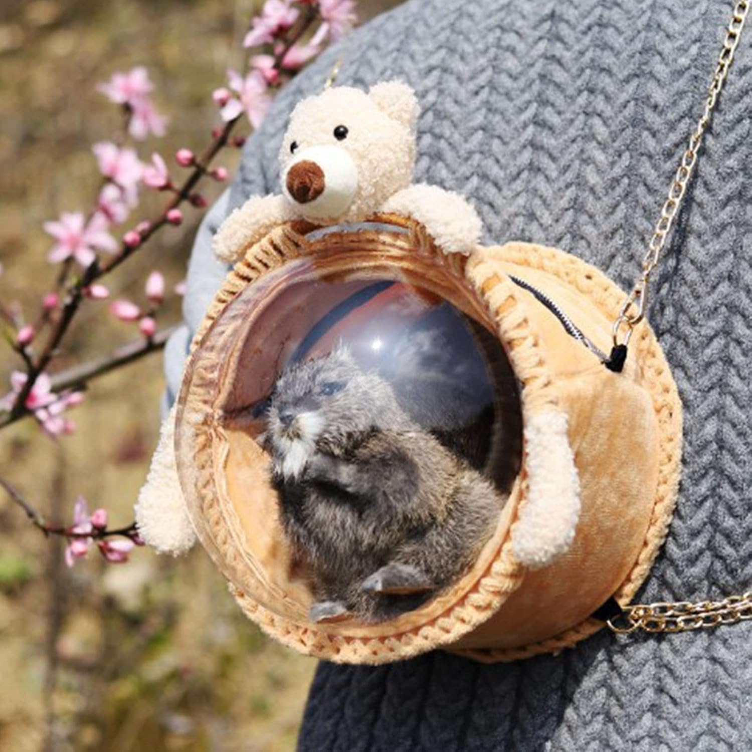 HERCHR Small Animal Carrier Bag Portable Guinea Pig Carrying Case Breathable Comfortable Portable Small Animals Carrier Bag(4#)