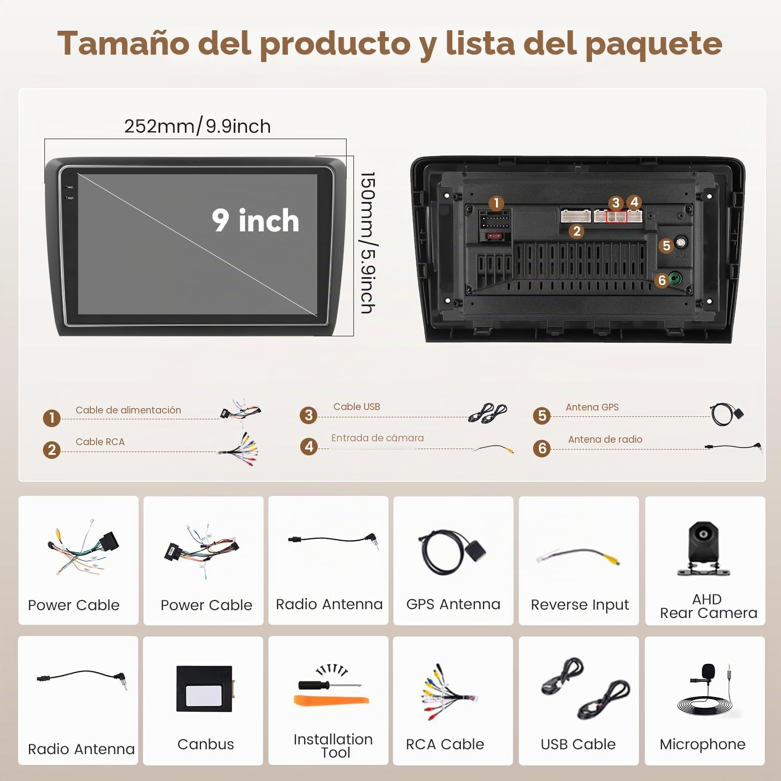 4G+128G Android 15 Radio Coche Seat Ibiza 2016-2017 9" CarPlay