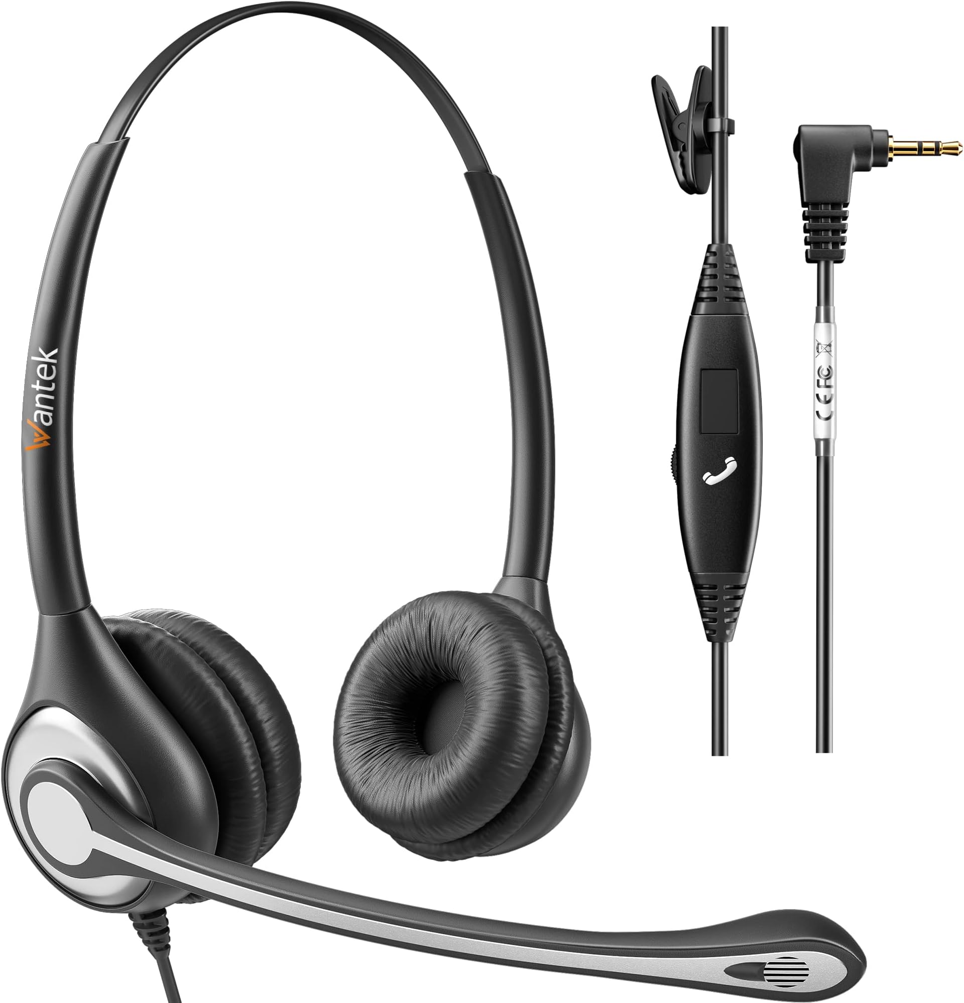 Phone Headset with Microphone Noise Cancelling,Telephone Headset 2.5mm Jack Compatible with Panasonic AT&T Uniden Cisco Linksys Grandstream Vtech Polycom Cordless Office Phones