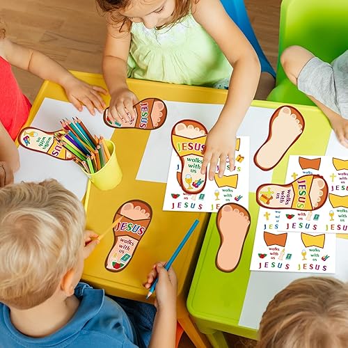 Miniatura 4 de Qyeahkj 64 juegos de manualidades bíblicas para la escuela dominical, manualidades bíblicas para niños Jesús VBS 2025 religioso Jesús camina con