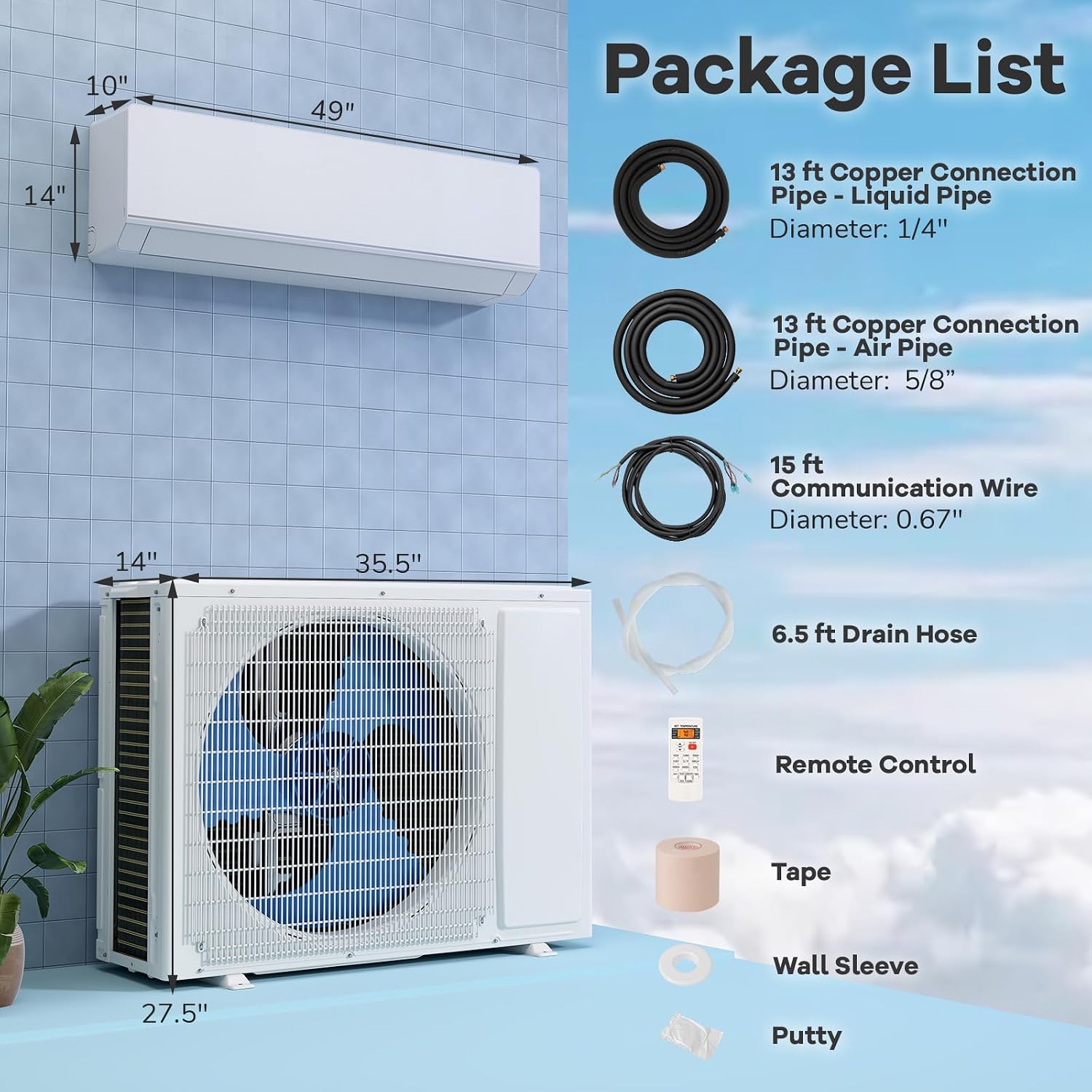 DORTALA 24000 BTU Mini Split Air Conditioner, 25 SEER2 208-230V Wifi Enabled Inverter Ductless Wall AC Unit & Heater with Remote, Installation Kit, Pre-Charged Heat Pump System for Alexa, White