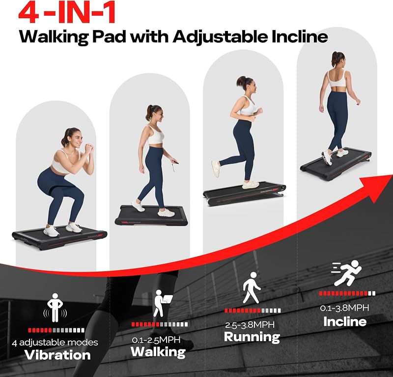 Sperax Walking Treadmill Pad with APP, 3 in 1 Under Desk Treadmill, 400W Low Noise Walking Vibration Pad with Remote Control,Portable Treadmills for Home Office image 6