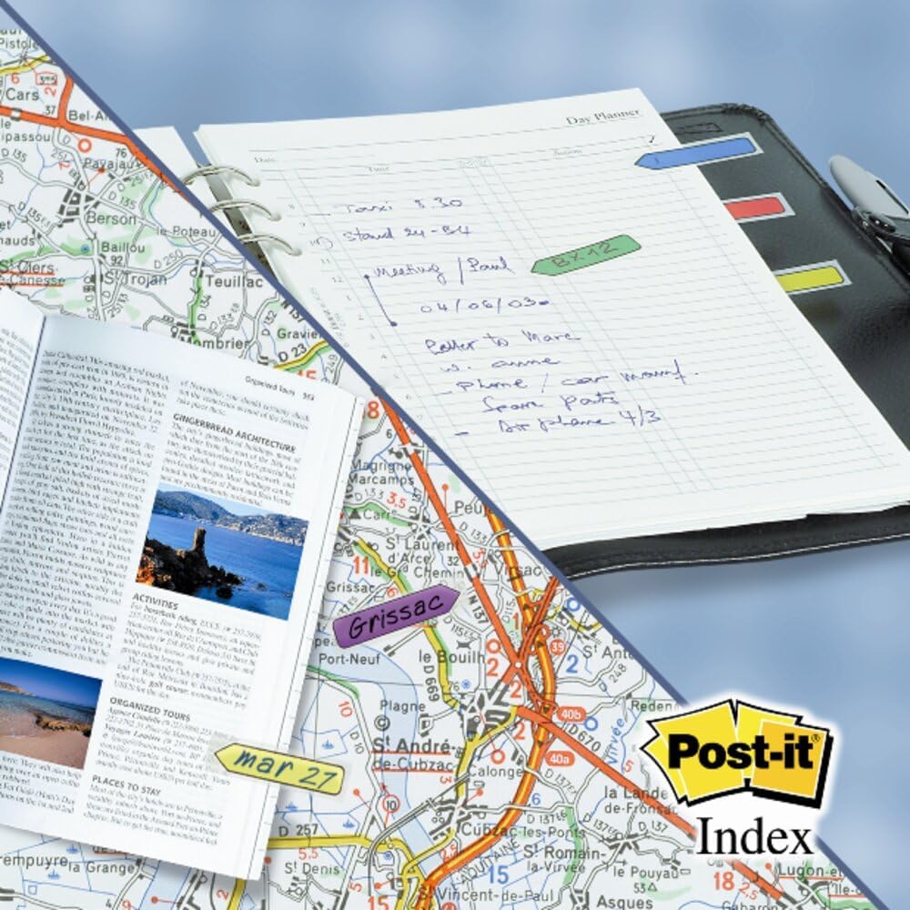 Post-it Pfeil-OTG-Spender, 11,9 x 43,2 mm, 5 Farben/Packung, 6 Packungen/Box, verschiedene Farben, Highlight, keine Beschädigung, Seitenmarkierungen, Buchregister, Haftindex, 20 Flaggen/Farbe