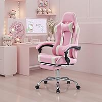 Vista 30 de DUMOS Silla de juegos con reposabrazos de conexión, sillas de videojuegos con cojín de resorte de bolsillo, silla ergonómica para computadora