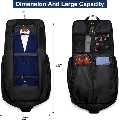 Miniatura 2 de Bolsa de ropa para viajes, bolsa grande de traje para hombre, hasta 3 trajes, bolsas de ropa para viajes de negocios, maleta colgante 2 en 1 para