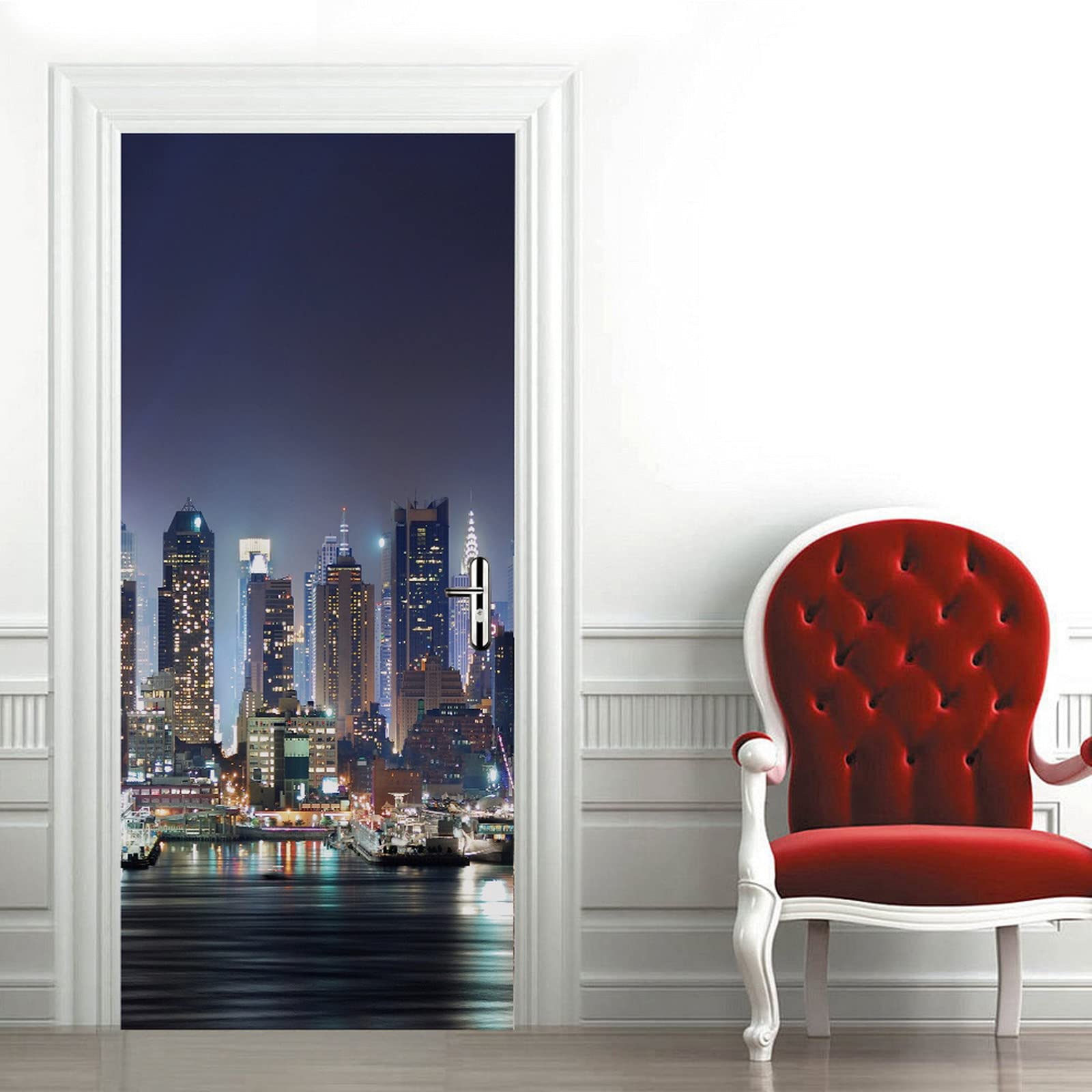 A.Monamour Sticker Mural/porte 3D – Intérieur Bar Paris 85x215cm, PVC Removable