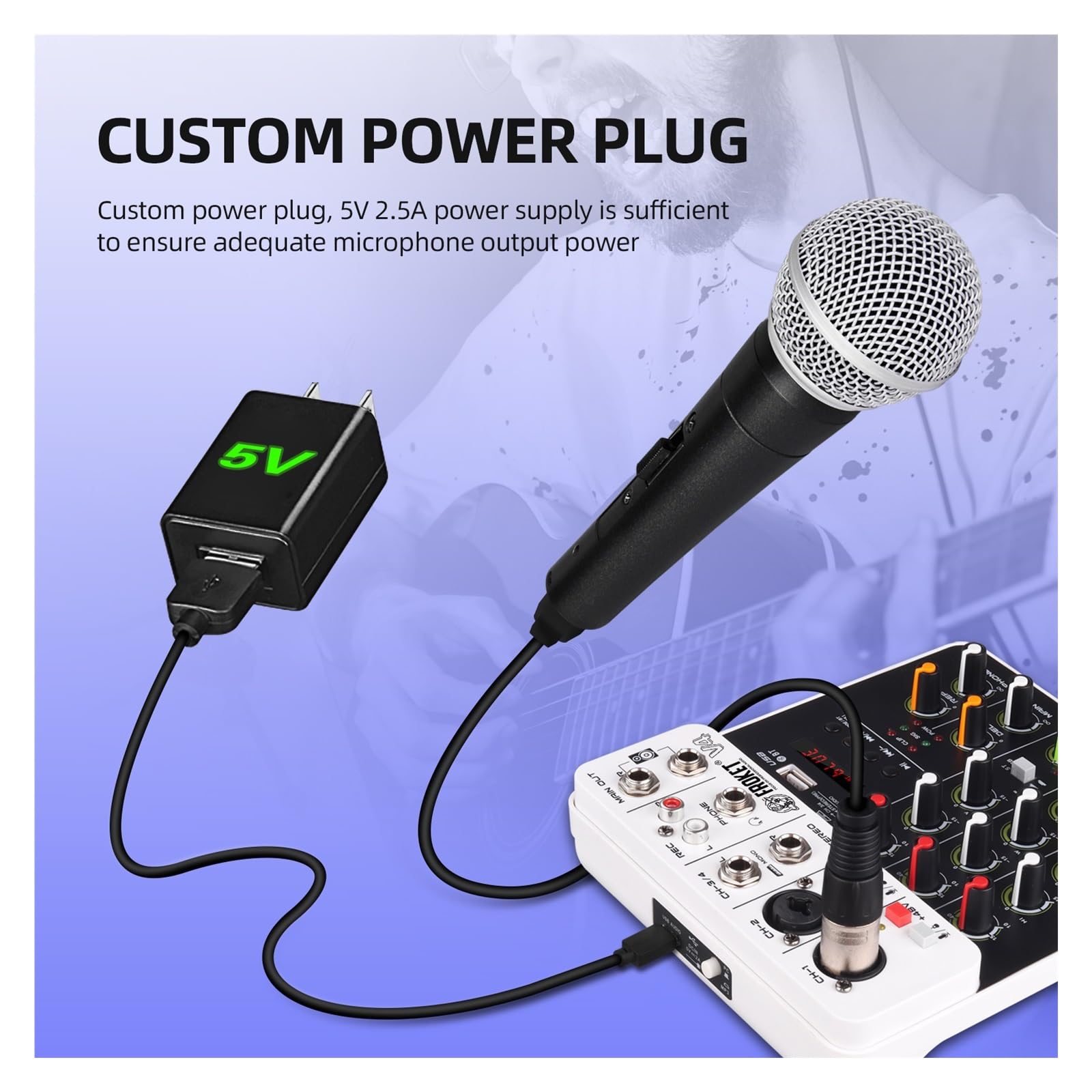 Mikser DJ-ski, V4 Mikser DJ Kontroler Miksowanie Bluetooth Phantom Power Delay Repaeat Efekt Do Miksowania Dźwięku Konsola Nagrywanie PC(V4)
