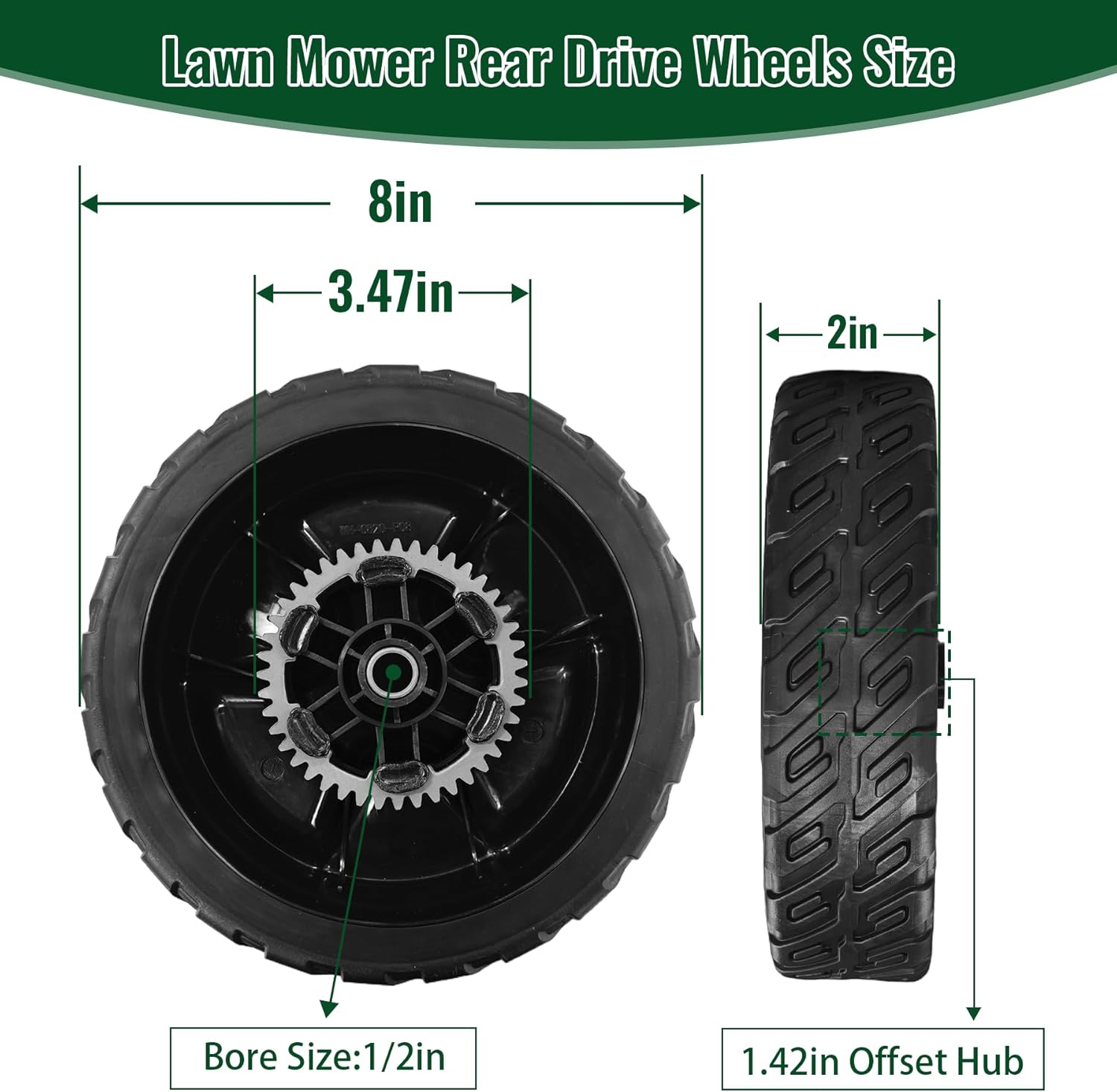 42710-VR8-N00ZA 44710-VR8-N00ZA 2 Lawn Mower Rear Drive Wheels and 2 Front Drive Wheels Compatible with Honda HRN216 Walk Behind Mower Tires Assebmly-8 Inch