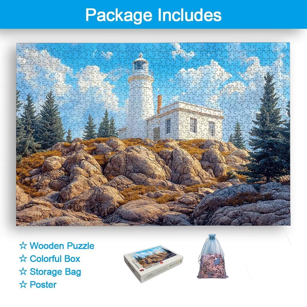 Puzzle 2000 Piezas, Puzzle Faro de Madera para Adultos, Regalos -2420