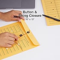 Vista 4 de Staples 472993 Sobres de papel kraft con botones y cuerdas, 10 pulgadas x 13 pulgadas, marrón 100/Bx
