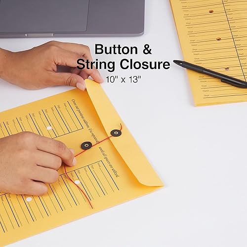Miniatura 4 de Staples 472993 Sobres de papel kraft con botones y cuerdas, 10 pulgadas x 13 pulgadas, marrón 100Bx
