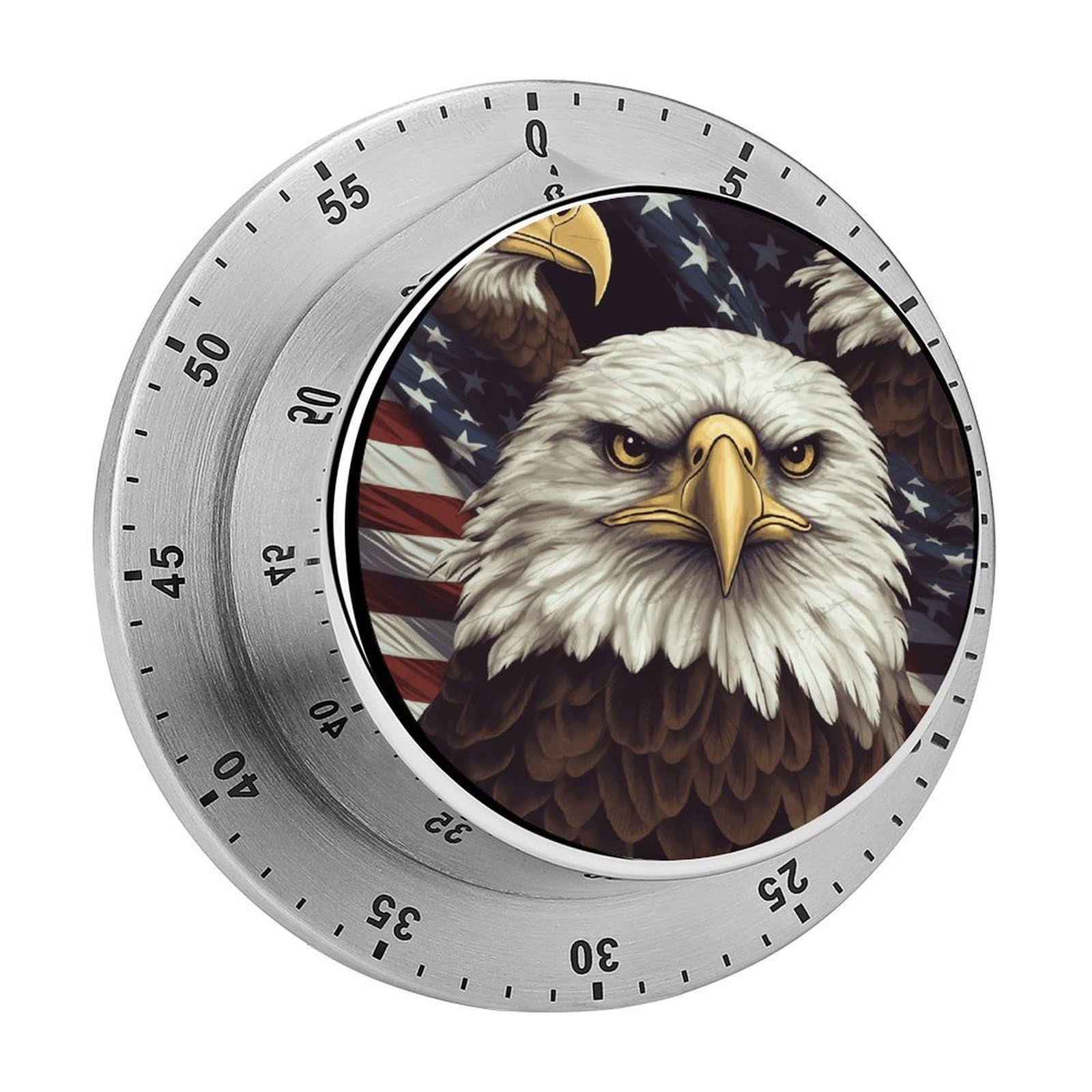 Bald Eagle Timer Exquisite Stainless Steel Body Mechanical Desk Timers 60 Minutes Visual Countdown Timers with Magnetic Backing Loud Alarm Kitchen Timer for Cooking