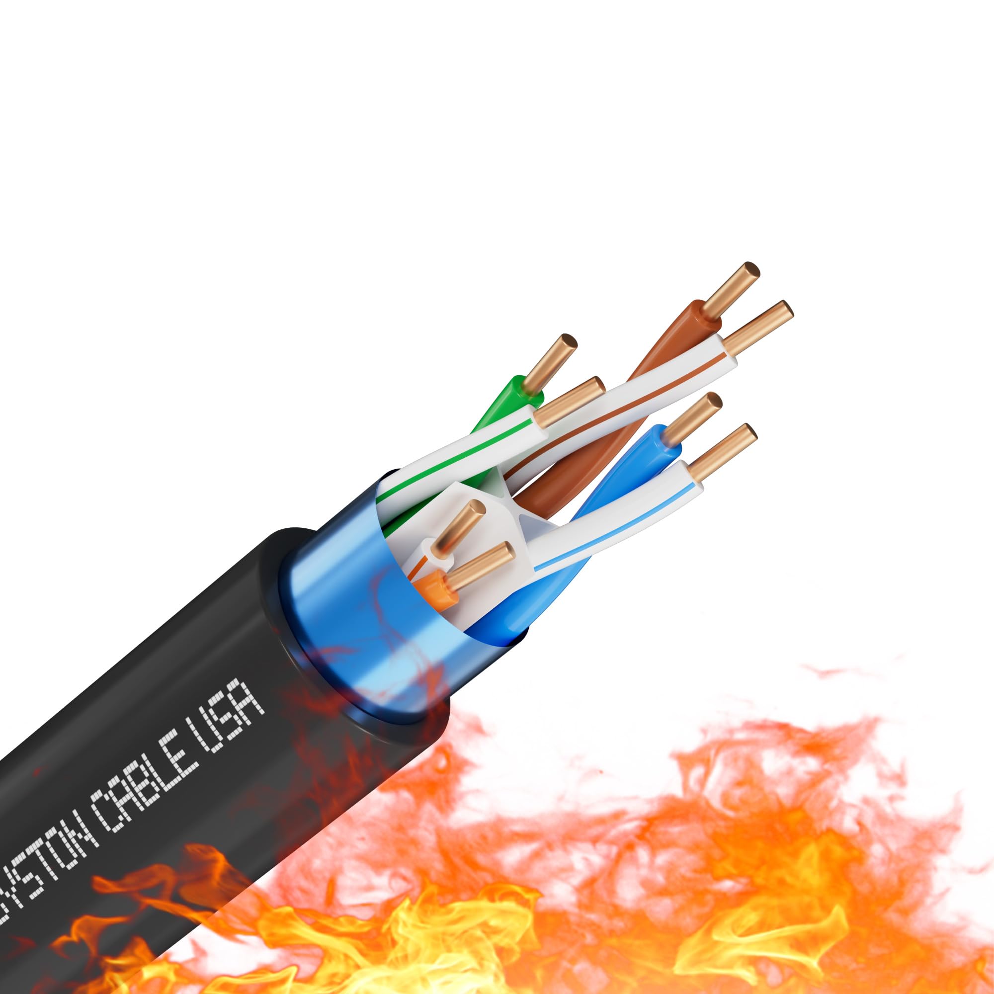 Syston - Cavo di rete Ethernet Cat 6E schermato, 600 MHz, 23 AWG F/UTP, filo di rame massiccio nudo CMP, resistente alla luce solare in ambienti interni ed esterni, senza estremità, disponibile da 6,1