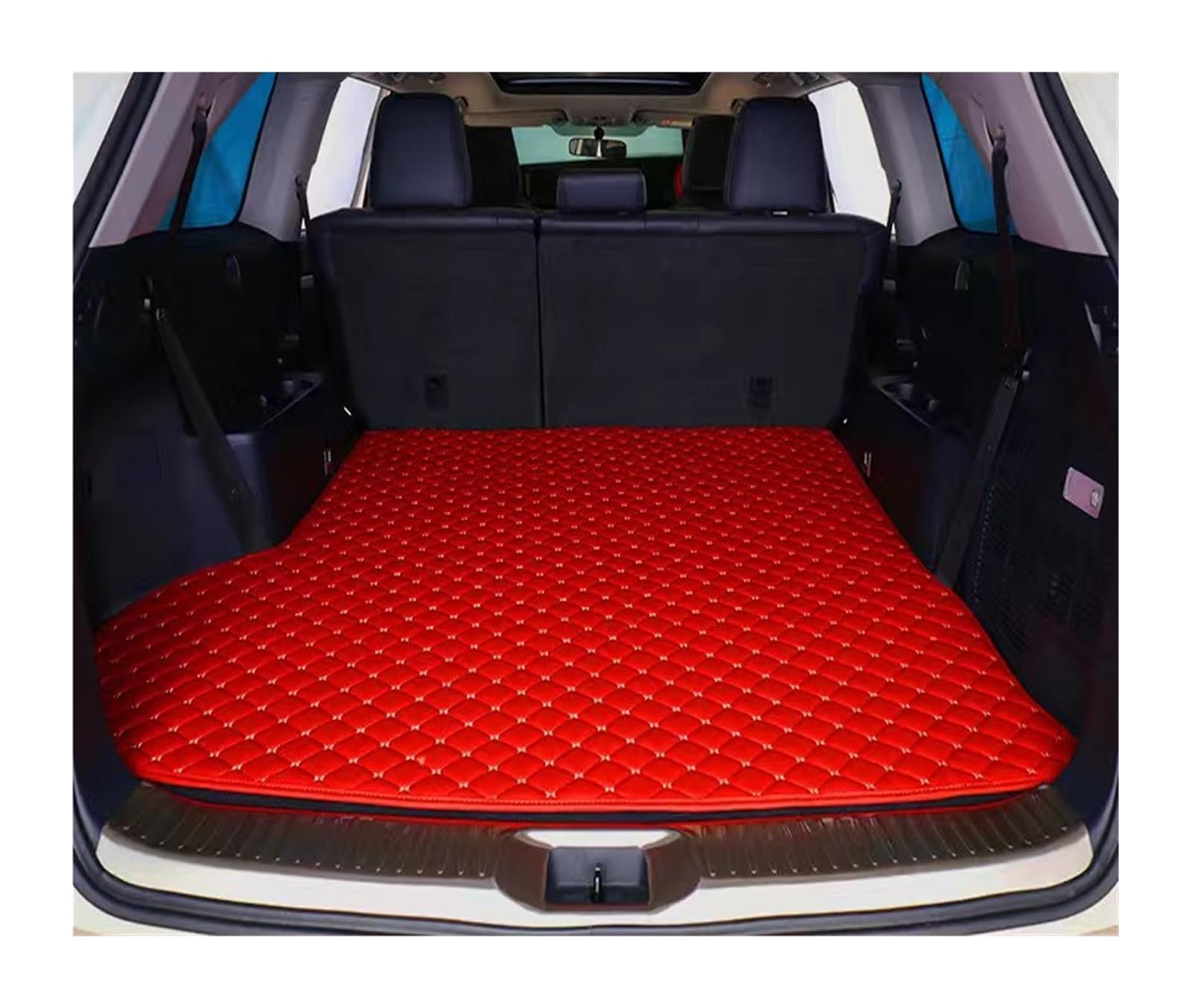 Tapis de coffre Benz W212 sur mesure en cuir rouge luxe - 7