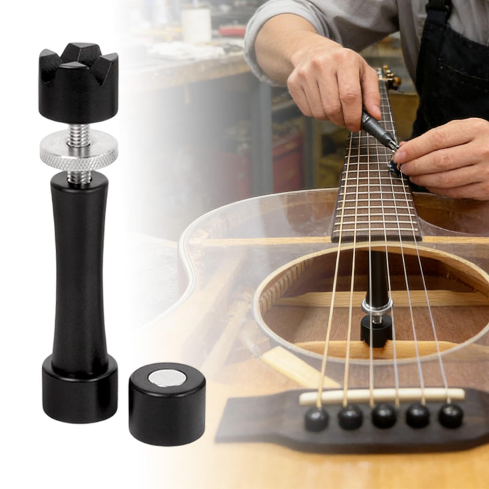 Qianly Gato de Reparación para de Guitarra Herramienta para Luthier Soporte Ajustable Accesorio Reparación de Instrumentos Adecuado para Músicos, 68 a 78 Mm