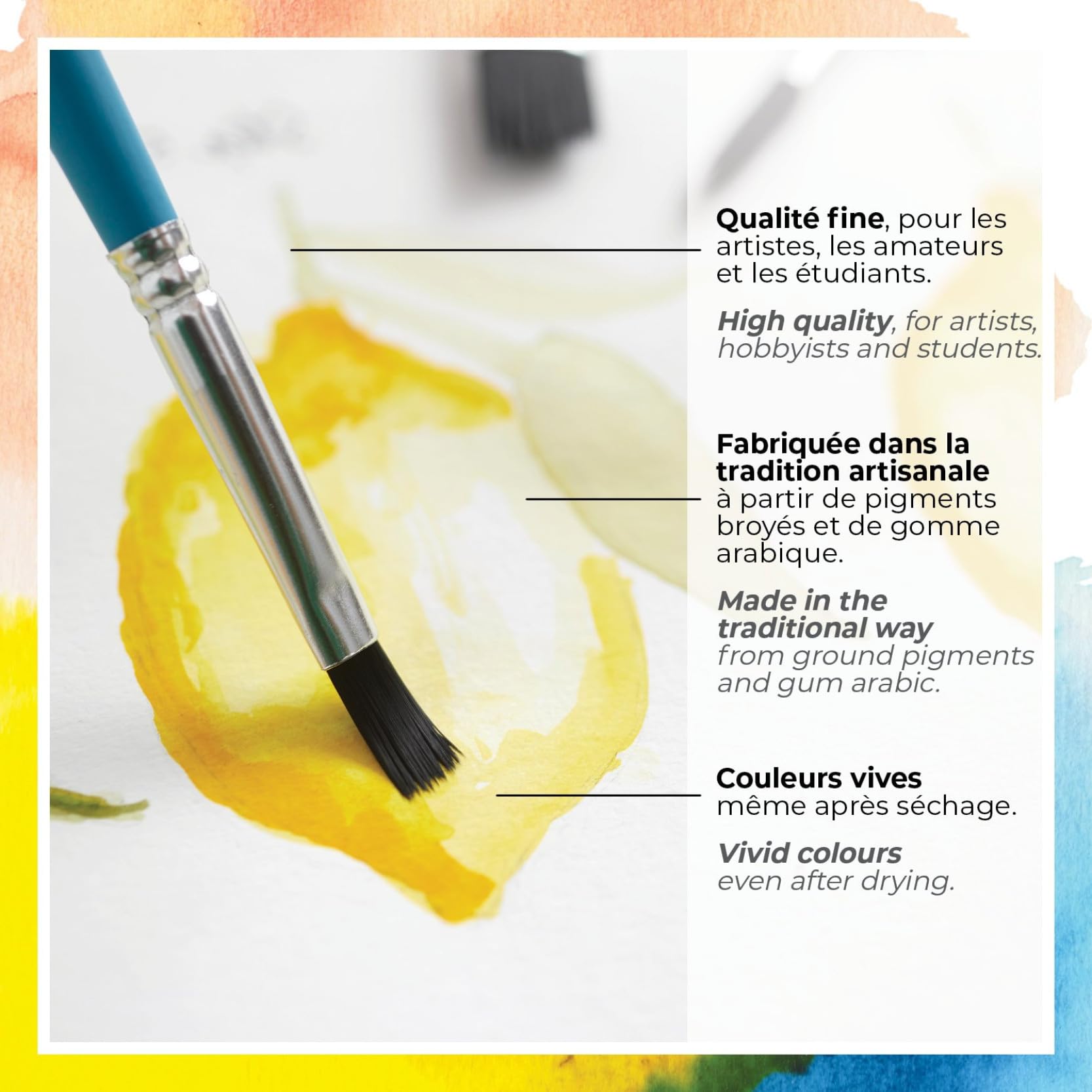 PEBEO - Set 24 Demi Godets Aquarelle + Accessoires + Carnet Papier + Pinceau Réservoir + Feutre Noir - Kit Aquarelle pour Artiste et Débutant - Couleurs Lumineuses