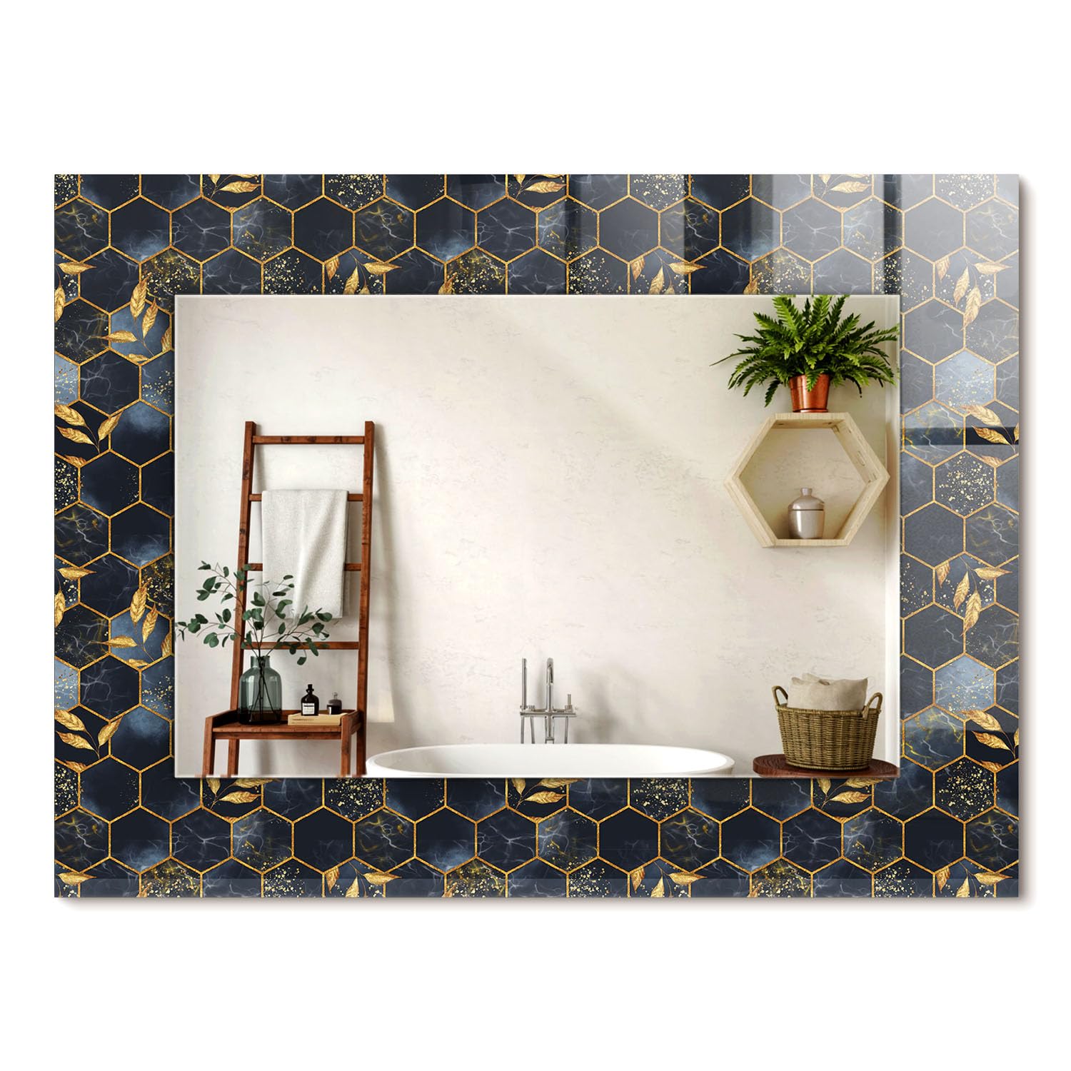 Miroir encadré pour entrée et chambre déco murale raffinée format 80x60cm