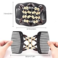 Vista 2 de Yeshan Peines Mágicos para el Cabello para Mujeres con Cuentas de Madera Elásticos Extensibles Dobles Peines Laterales Ajustables Clips Elásticos