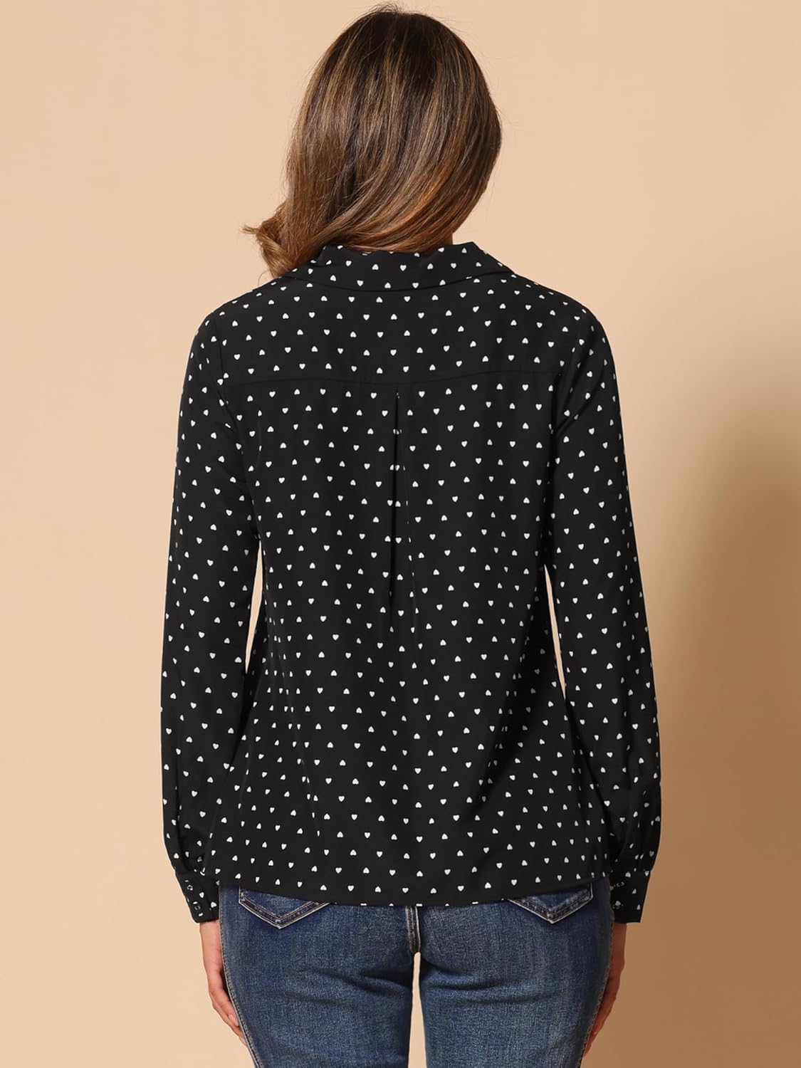 Allegra K Women's Valentine Top 1950s Vintage Long Sleeve Printed Button Down Tops - Image 4