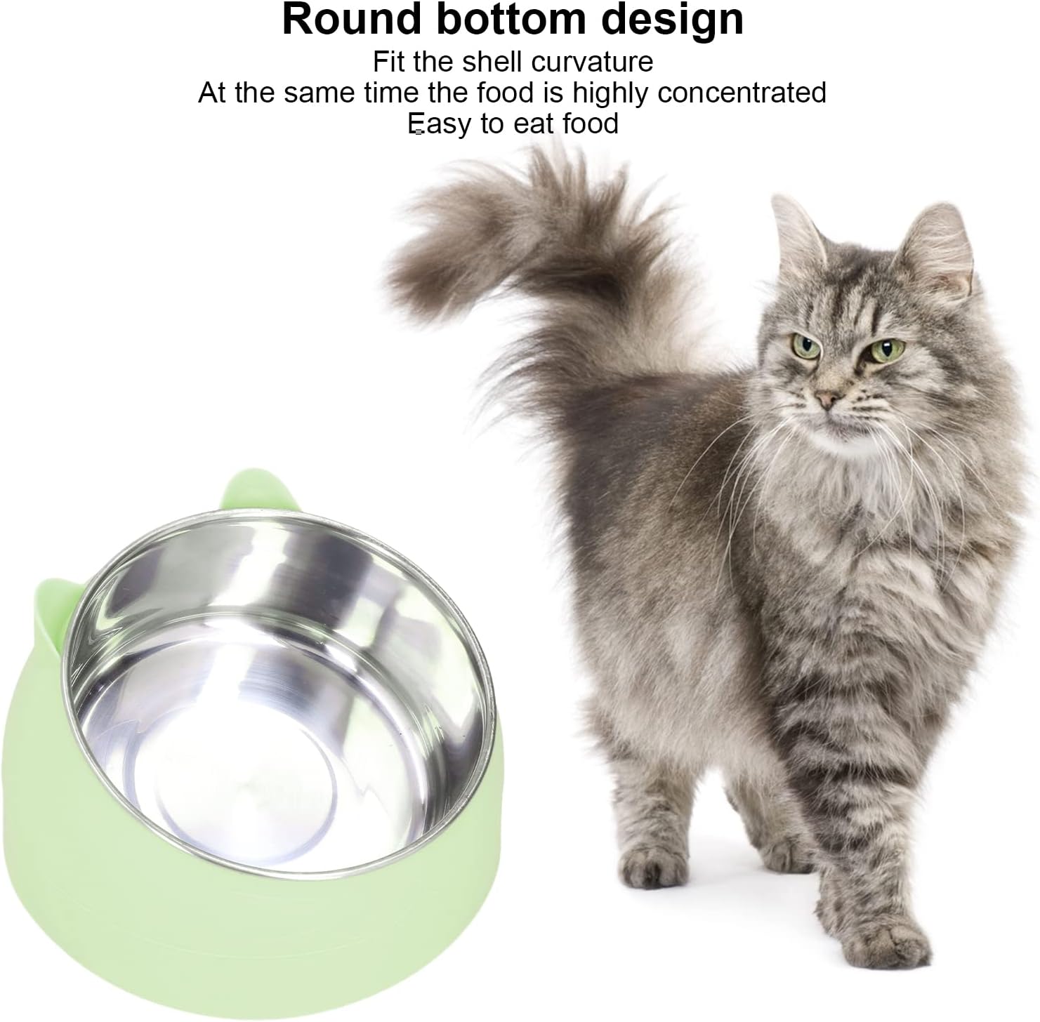 Zerodis Heated Pet Bowl, Portable Heated Water Bowl Nordic Stainless Steel to Cervical Spine Constant Temperature Cat Food Bowl US Plug 100‑240V (Green)