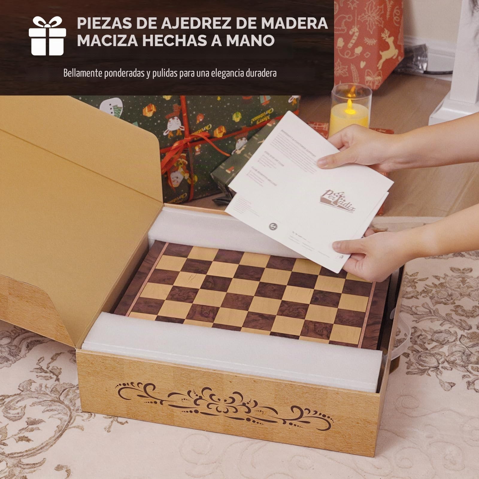 Peradix Juego de ajedrez magnético con 2 cajones de almacenamiento integrados, juegos de mesa de estrategia de madera de 15 pulgadas, 2 reinas extra, juego de ajedrez magnético de lujo para adultos
