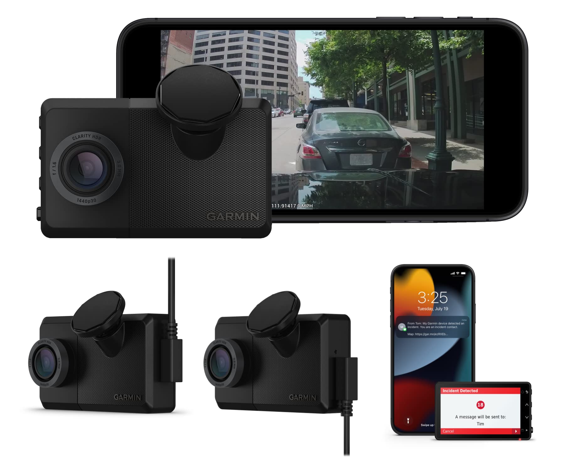 Wearable4U - Garmin Dash Cam Live, 24/7 Live View, Always-Connected Dash Cam with E-Bank Bundle