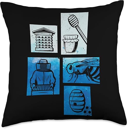 Beekeepers Naturals Bee Pollen Honey Making Gloves for Men Tool Bee Lover Beekeeper Throw Pillow, 18x18, Multicolor