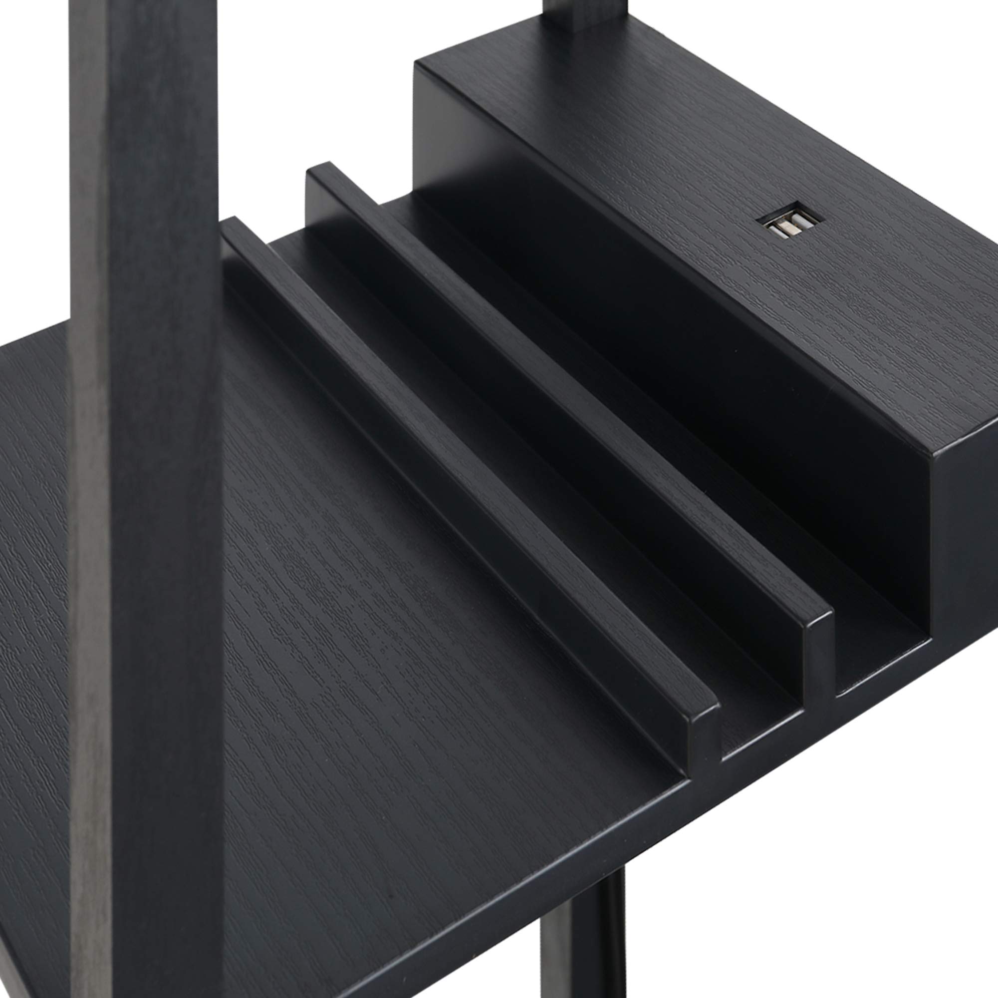 HOMCOM Lampada da Terra Moderna con Ripiani 26 x 26 x 160 cm Nero e Bianco | Lampadina, Illuminazione Interna Salvaspazio, da Soggiorno, Cotone, MDF