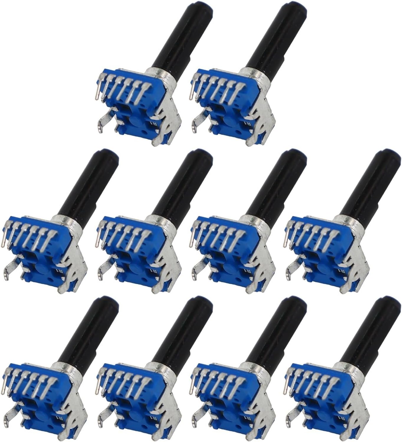 10-Pack RK12 Stereo Potentiometer B10K B20K B50K B100K 6-Pin Half Shaft Audio VolumeKnob Metal Construction for DIY Electronics Repair
